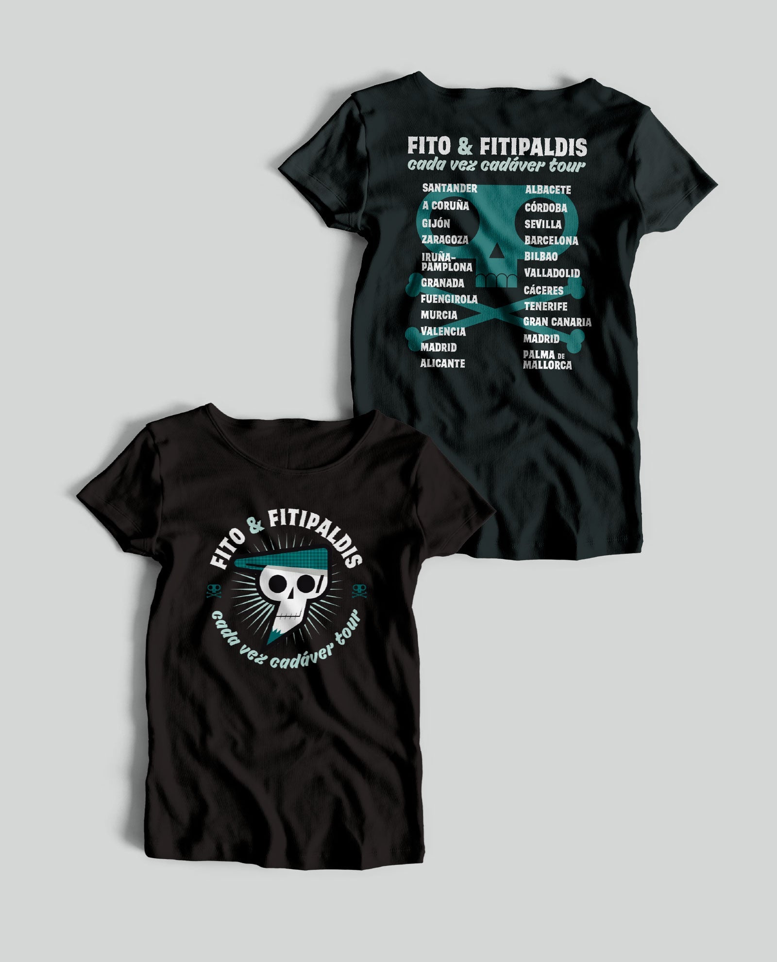 Camiseta "Gira Cada Vez Cadáver Tour" Mujer Negra - Fito y Fitipaldis - Rocktud - Fito y Fitipaldis