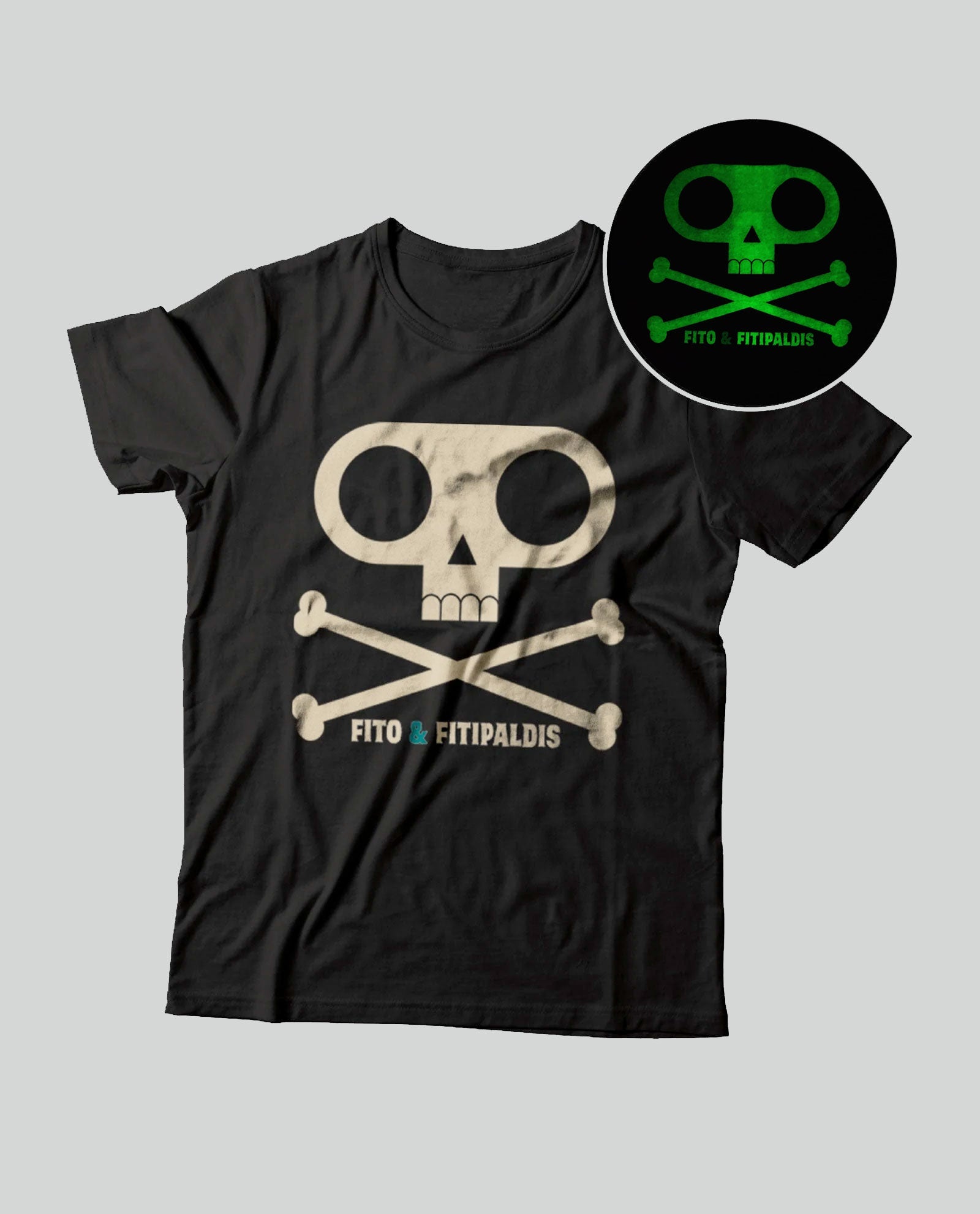 Camiseta "Huesos" Luminiscente Unisex - Negra - Rocktud - Fito y Fitipaldis