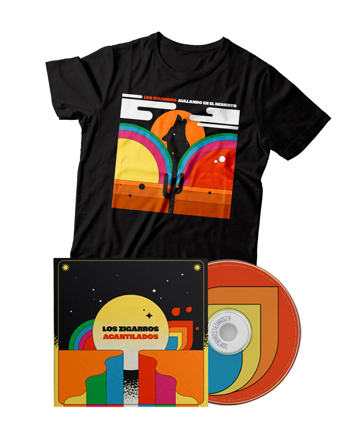 Los Zigarros - CD Digipack "Acantilados" + Camiseta "Aullando en el desierto" - D2fy · Rocktud - Los Zigarros