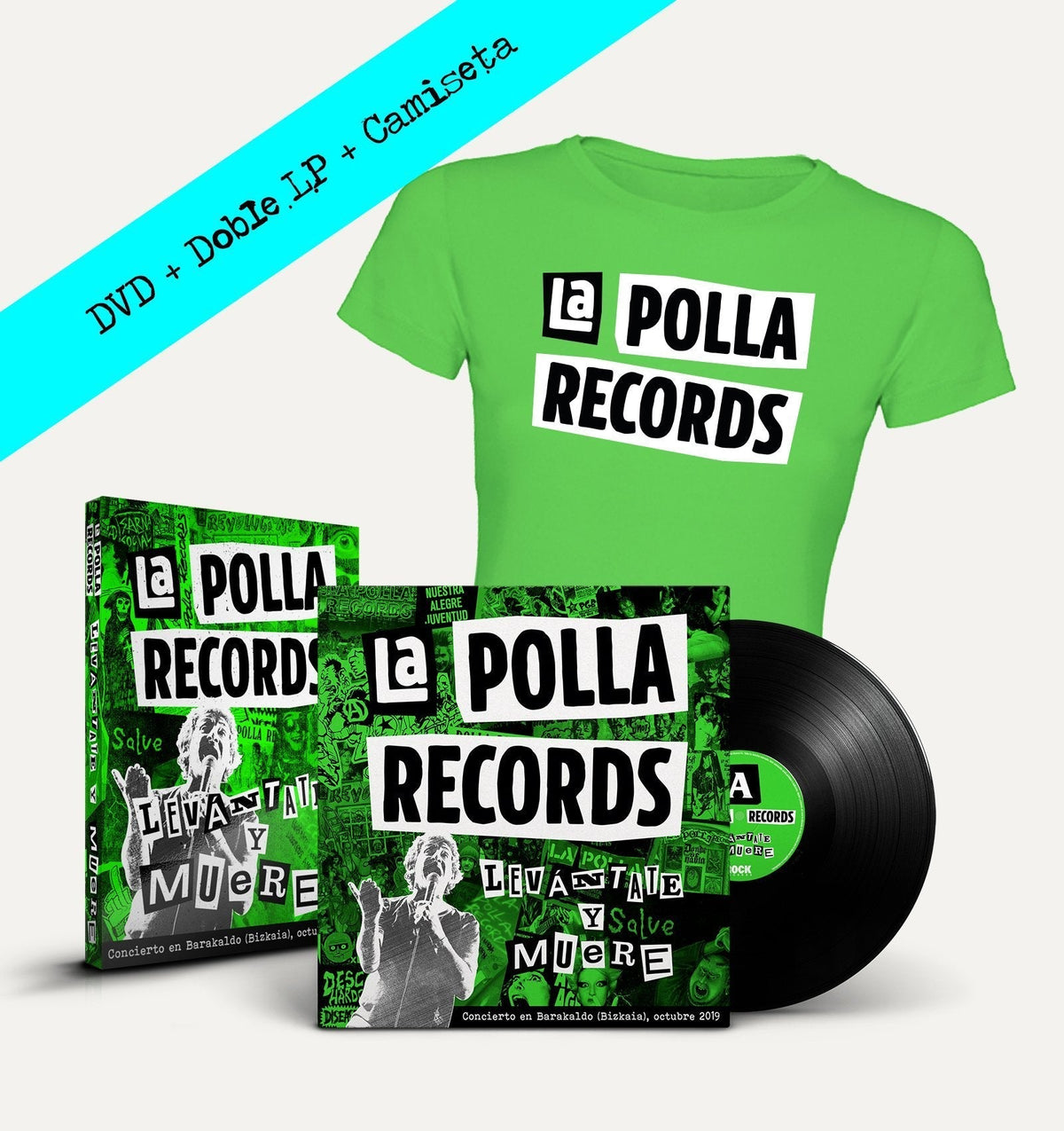LPR - Pack Doble LP + DVD + Camiseta "Levántate y m*ere" - Rocktud - La Polla Records