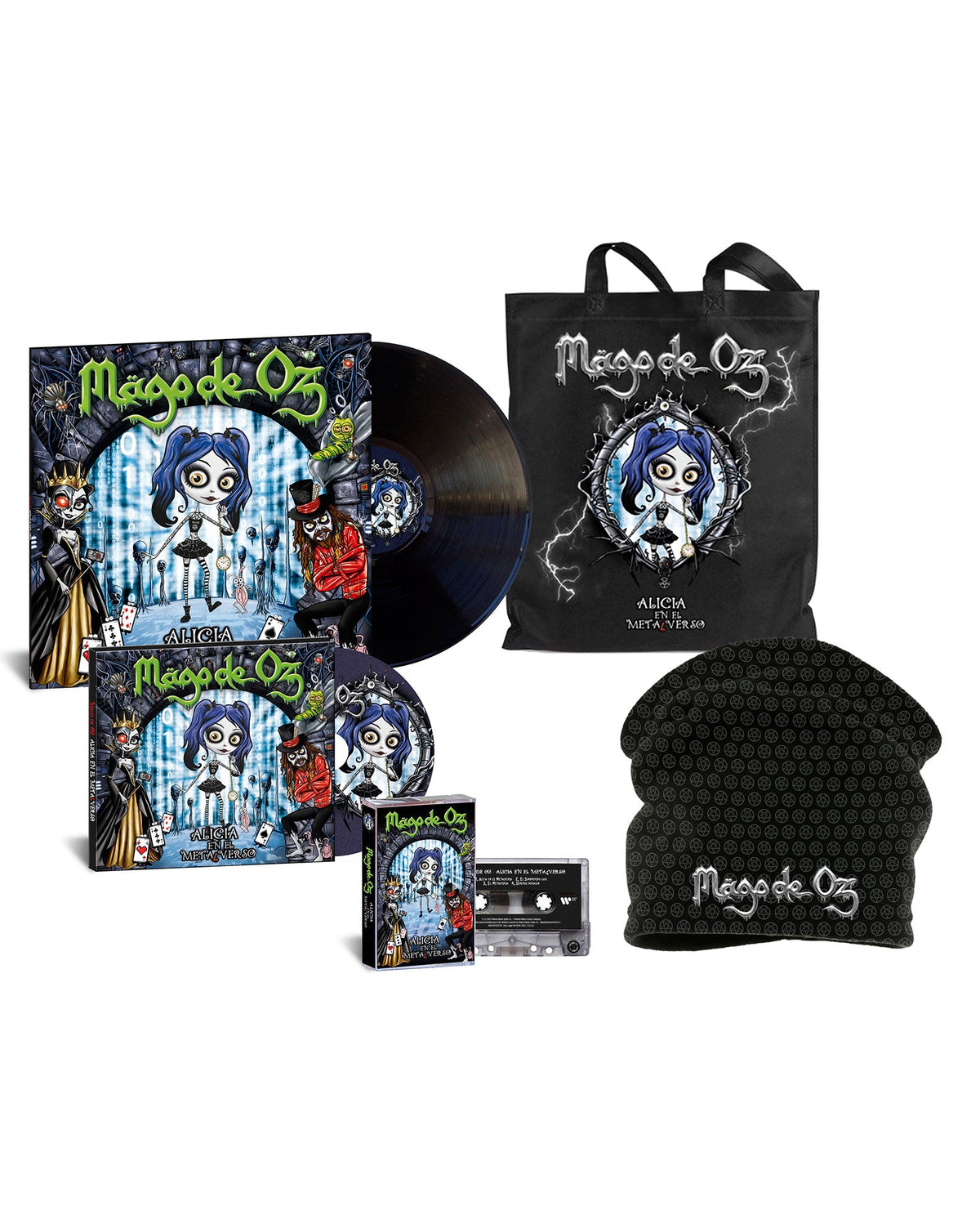 Mägo de Oz - Box Deluxe "Alicia en el Metalverso" (LP + CD + Casette + Totebag + Braga Cabeza-Cuello) - D2fy · Rocktud - Rocktud
