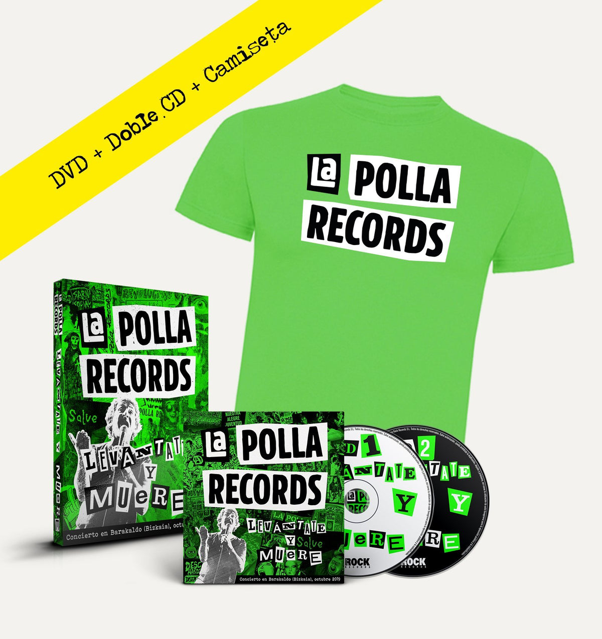 Pack Doble CD + DVD + Camiseta La Polla Records "Levántate y Muere" - Rocktud - La Polla Records