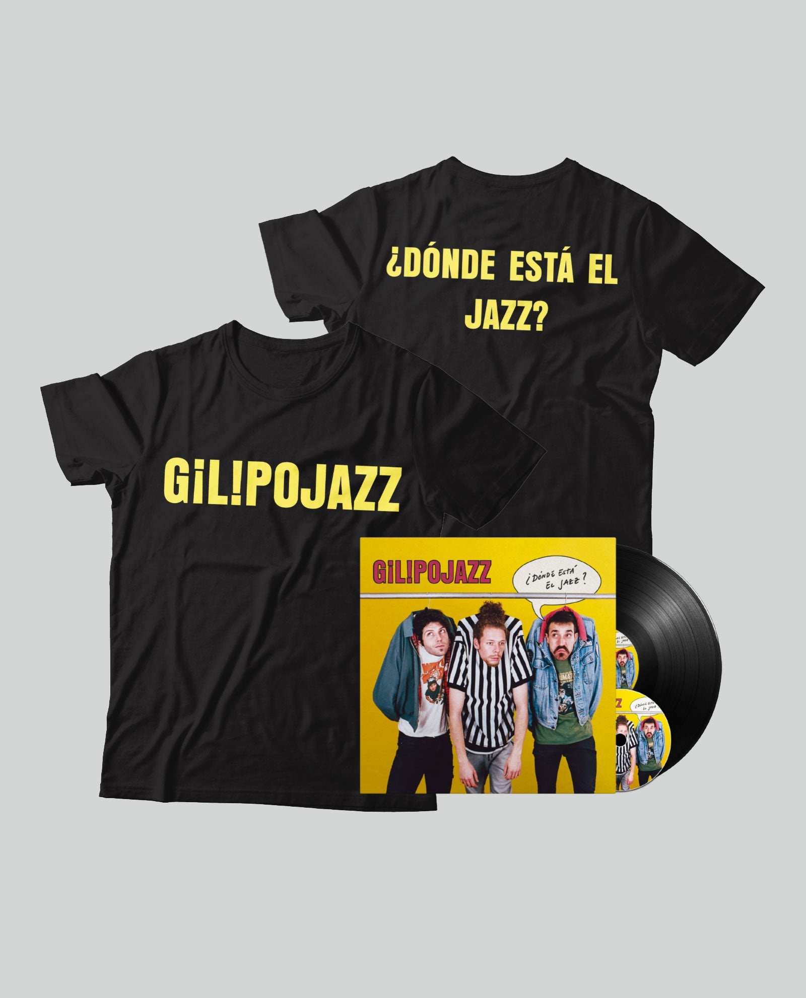 PACK LP + CD + Camiseta "¿Dónde está el Jazz" Gilipojazz - Negro - Rocktud - Metales Preciosos