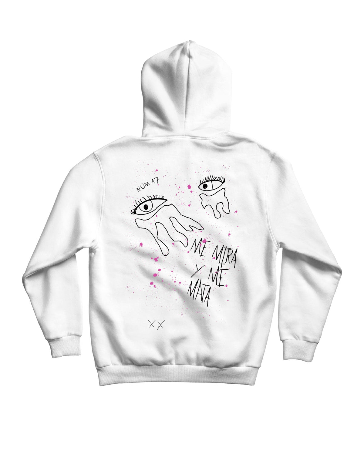 Sudadera Capucha Unisex "Ojos" Blanca - Miren - Rocktud - Miren